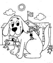 coloriage clifford et les enfants jouent